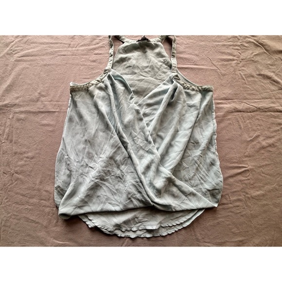 Naked Zebra Tops - Naked Zebra Sage Green Halter Wrap Front Sleeveless Blouse Top Medium